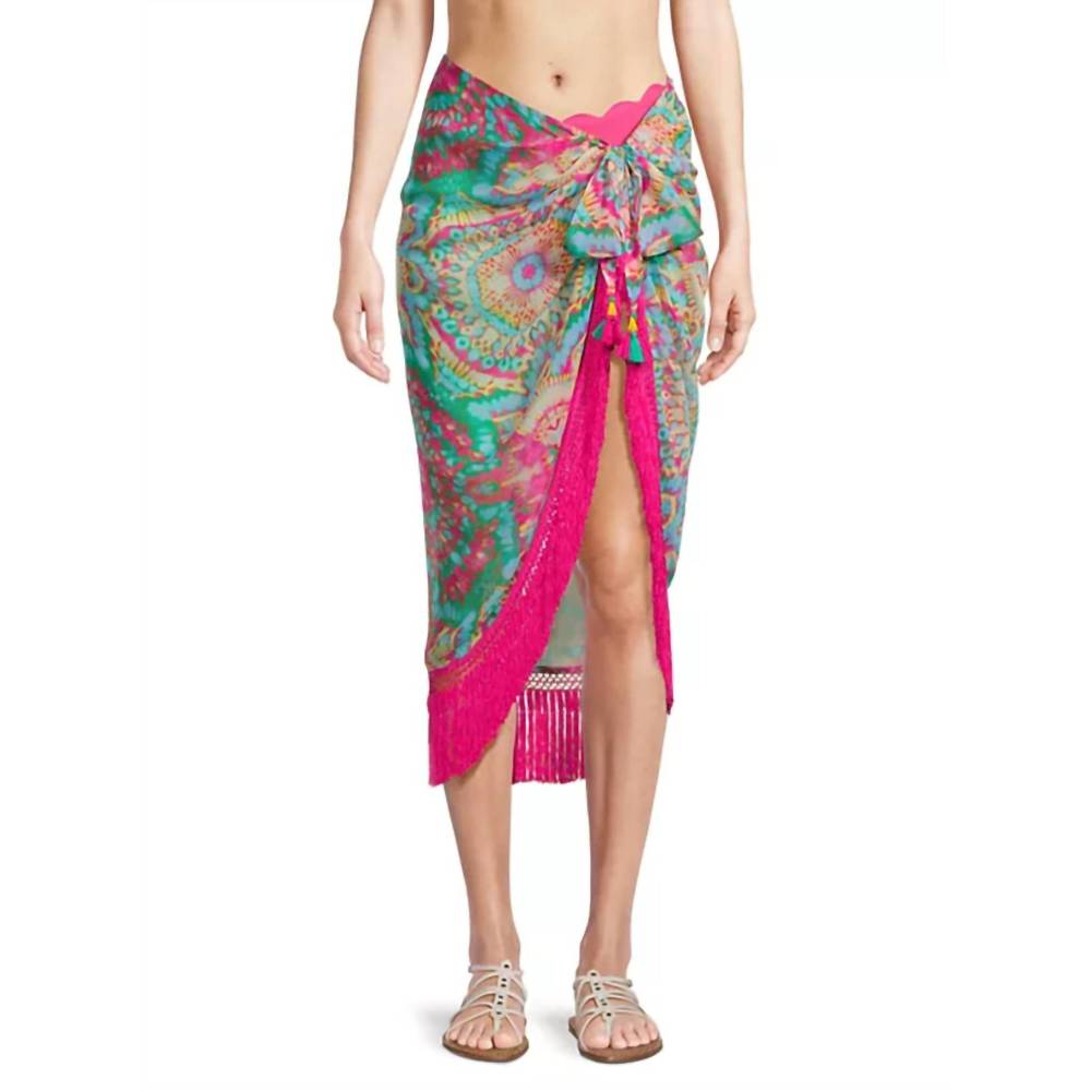 NEW RAMY BROOK anne pareo sarong in palm green multi